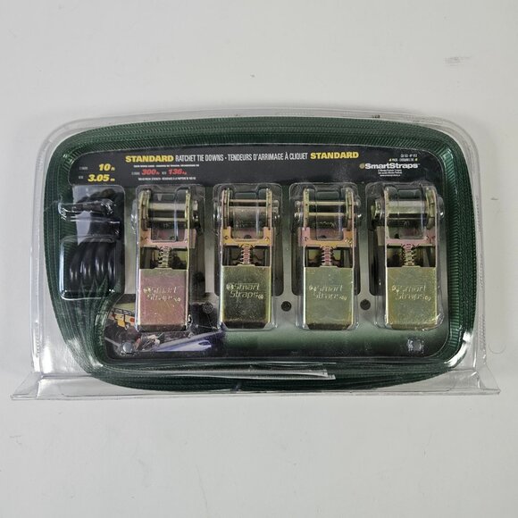 Smartweb Smartstraps 4 Pack Standard Ratchet Tie Down Straps 900 lb. Strength - Picture 2 of 2